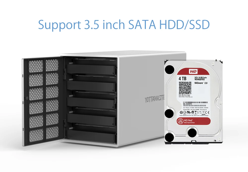 Yottamaster Алюминиевый Чехол для жесткого диска 5-Bay 3,5 дюймов 5 Гбит/с USB3.0 для SATA HDD док-станция жесткий диск Поддержка 50 ТБ для ПК