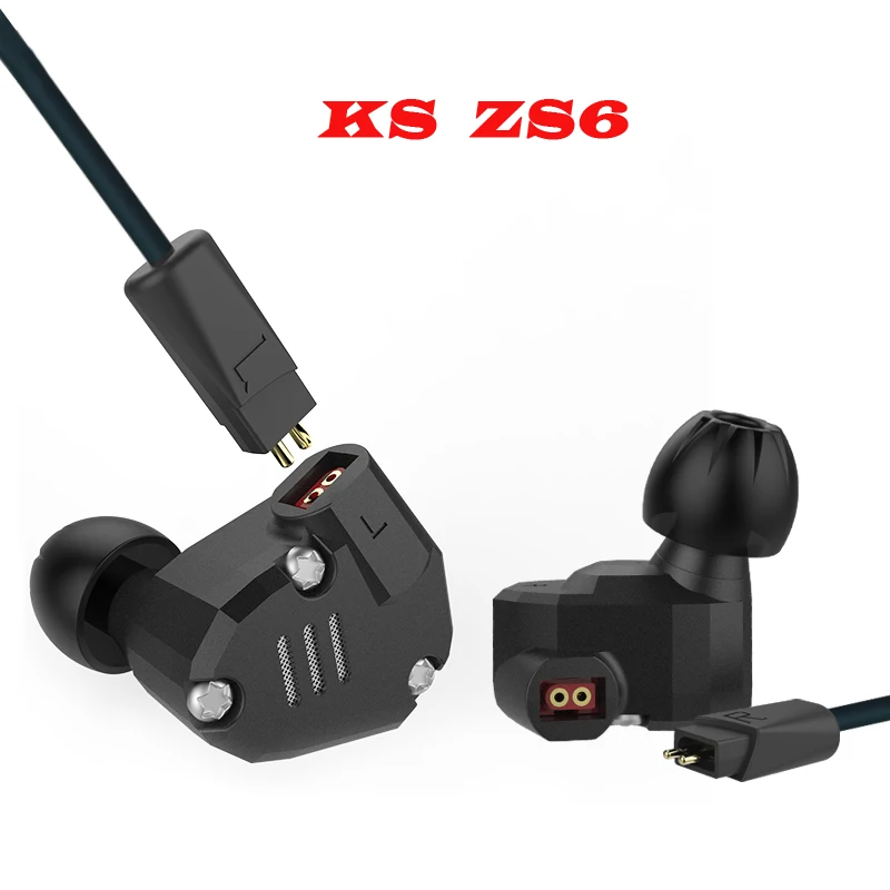 Плотным верхним ворсом KZ ZS6 Quad драйвер наушники с высокой точностью Экстра бас