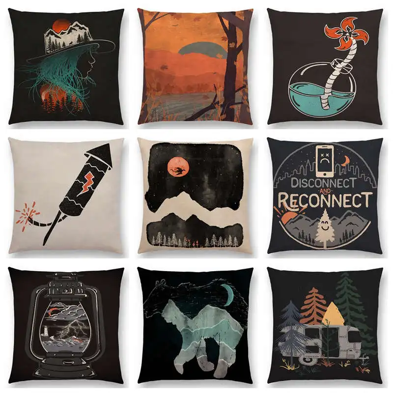 Подушка для дивана Bear Wolf Wild Bonfire подушка зимы|throw pillows|sofa throw pillowscushion sofa |