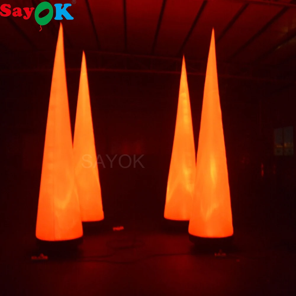 

Sayok 2m/2.5m/3m Portable Inflatable Column Lighting Cone White Fabric with 16 Color LED Lights for Party Events Advertising