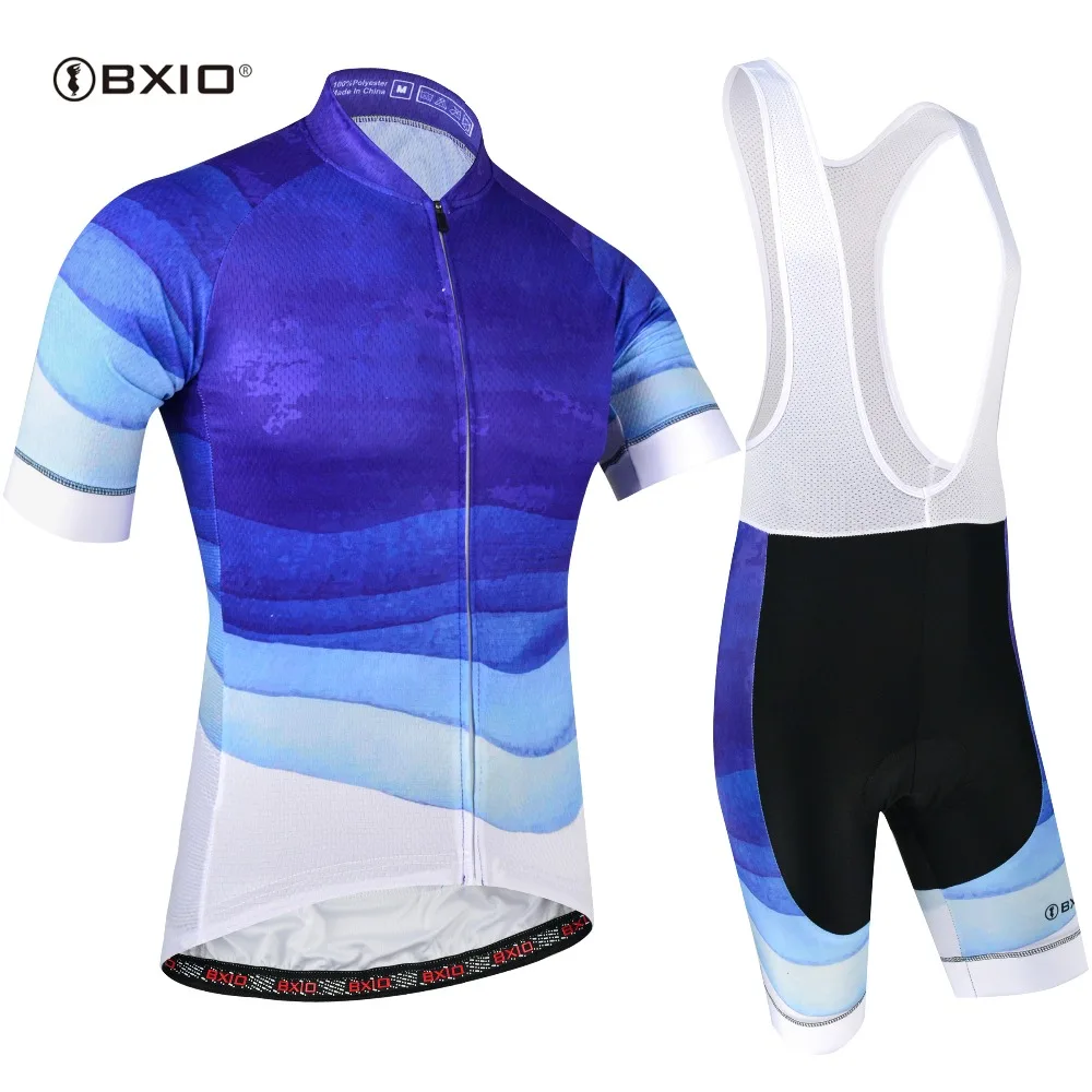 Комплект велосипедной одежды BXIO мужской голубой трикотажный комплект с шортами