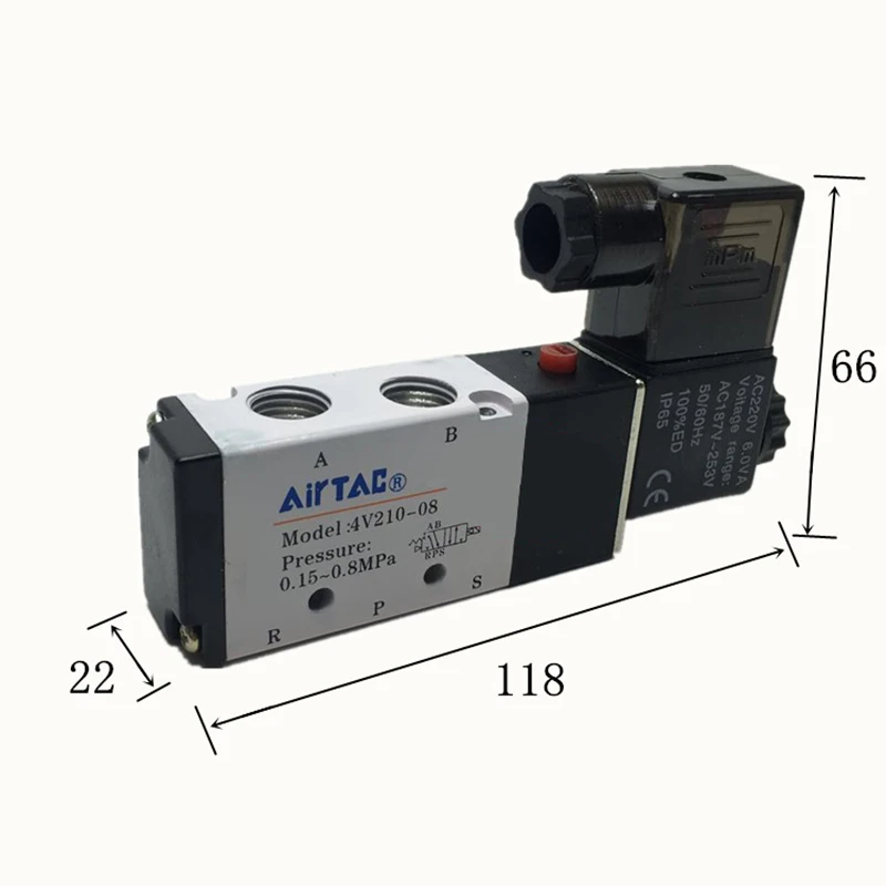 5 позиционный 2 Электрический электромагнитный клапан Airtac 4V210 08 DC 24V DC12V AC110V AC220V 1/4