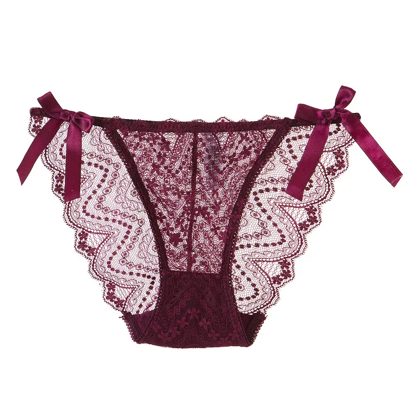 Wine Red BEFORW Лето Супер тонкий трусы женские Милый Лук Низкая талия кружевной трусики белье женское прозрачный уютный женское белье кружевной трусики женские нижнее белье женское - Цвет: Wine Red