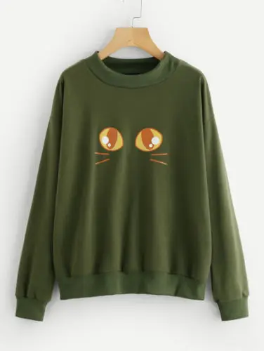 Женский Теплый свитшот с длинным рукавом и большими глазами|printed sweatshirt|fashion
