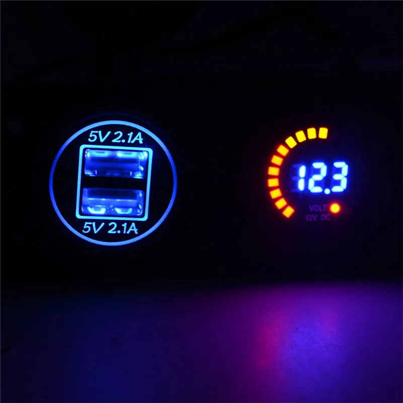 Автомобильный Водонепроницаемый двойной USB 4.2A зарядное устройство адаптер +