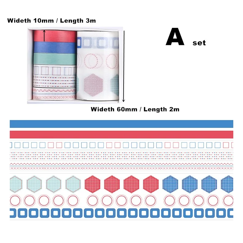 

7pcs Save the date color paper washi tape set 10mm 60mm decoration tag masking tapes Diary album stickers gift Stationery A6479