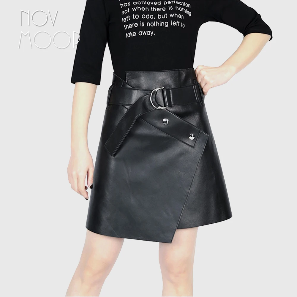 Novmoop Высокая мода Осенняя Женская юбка трапециевидной формы с высокой талией из