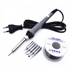 Электрический паяльник, сварочный провод, 5 наконечников, 60 Вт, 220 В, с регулировкой температуры 200-450 град. с внутренним нагревом, вилка ЕС