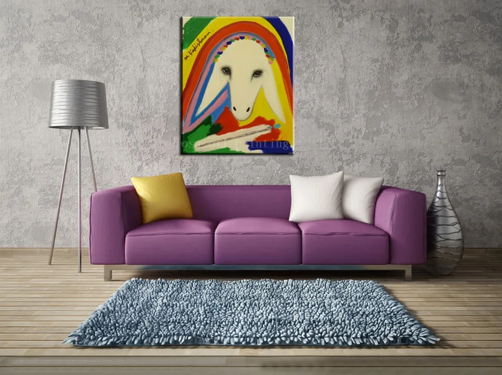 Ручная роспись Современная голова животного Репродукция холст картина ручной