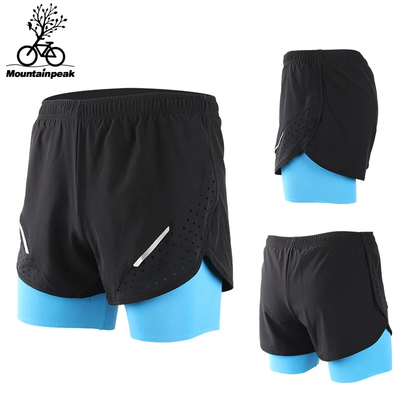 Для мужчин поддельные два беговые шорты 4 цвета мужской двойной Слои дышащая