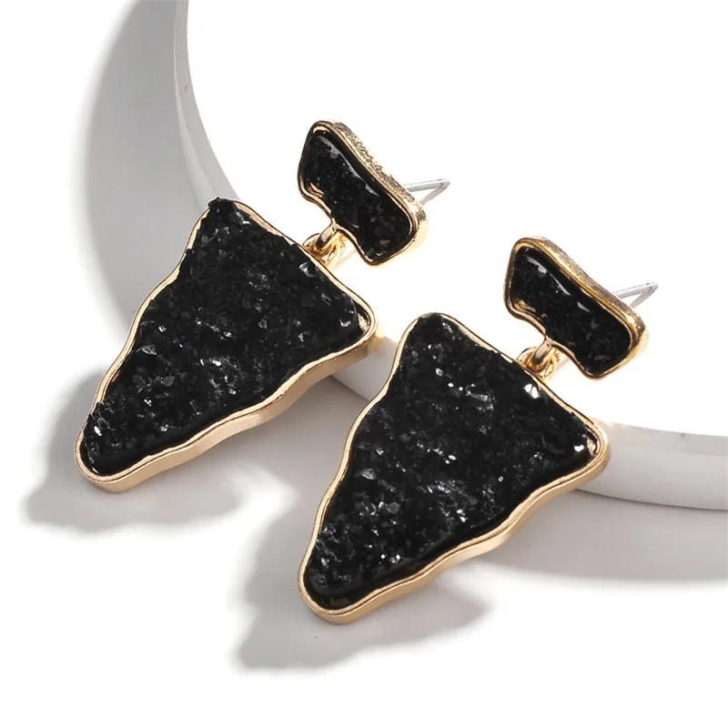5 цветов Druzy Drusy серьги из искусственного камня Треугольники Стад Мода Известный