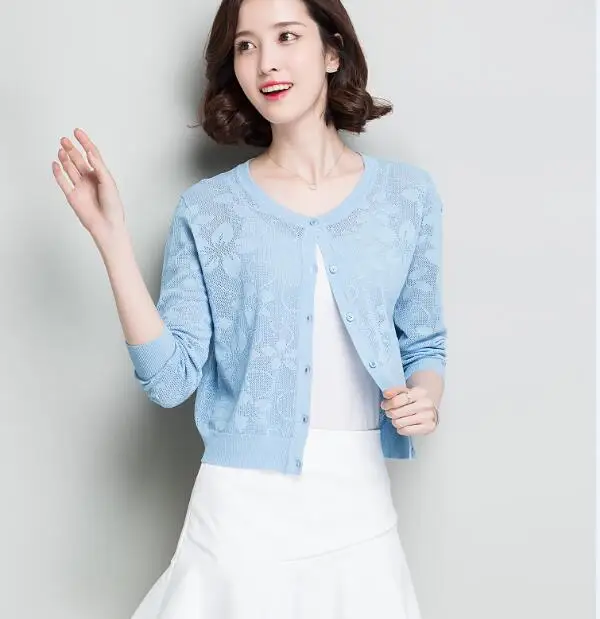 Женский трикотажный кардиган с вырезами лето весна|knitted cardigan|korean stylestyle korean |