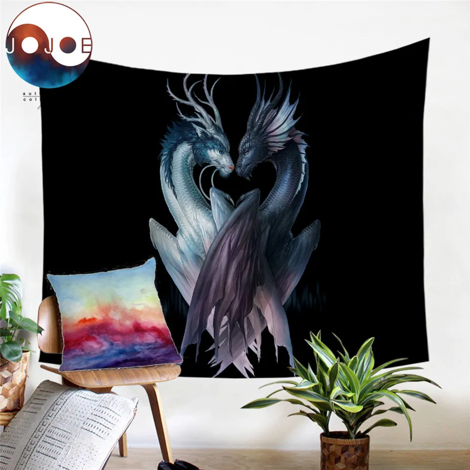 Yin and Yang Dragons черный от JoJoesArt гобелен для гостиной Настенный Ковер с 3D принтом