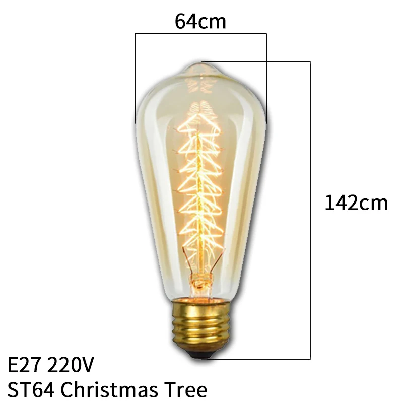 ST64 Christmas Tree Ретро Винтаж Эдисон лампы E27 40 Вт 220 В ампулы Винтаж лампа Эдисона лампа накаливания Светильник лампы светодиодный подвесной светильник в стиле ретро Декор - Цвет: ST64 Christmas Tree
