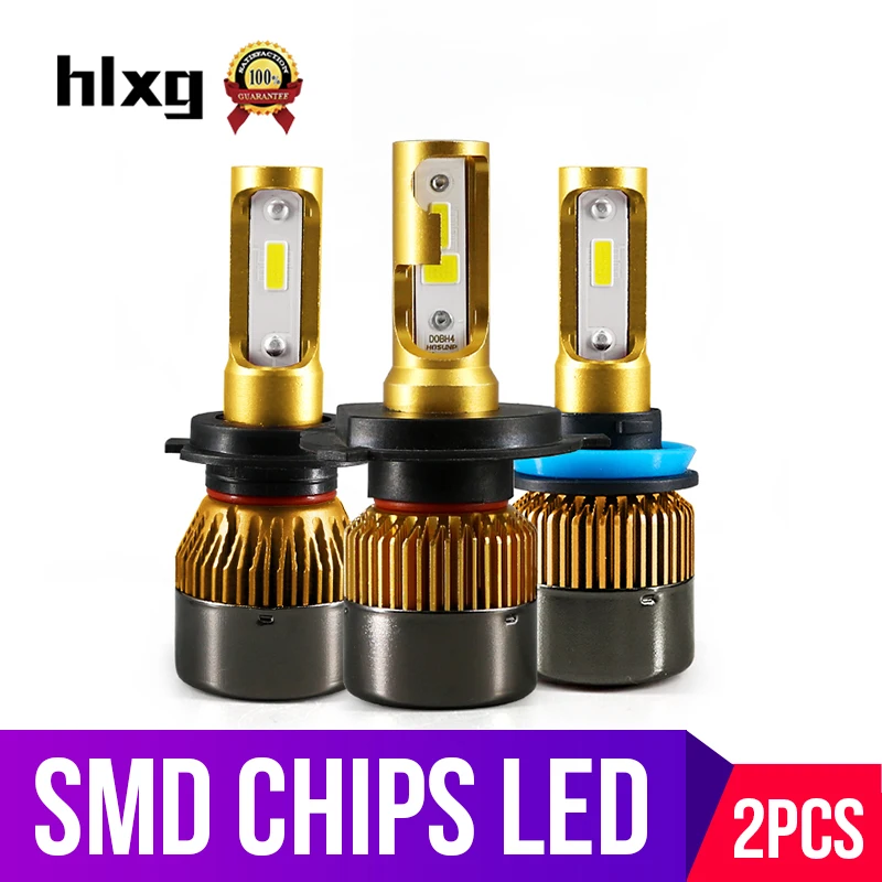Hlxg 2 шт. мини 72 Вт 12000LM H4 Led H7 лампочки для автомобилей 6000K HB3 9005 HB4 H8 H11 Автомобильные