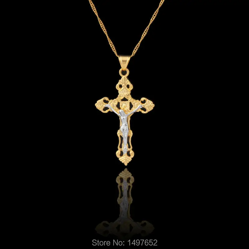 Подвеска Jesus Cross ожерелье для женщин и мужчин/золото модное распятие ювелирные