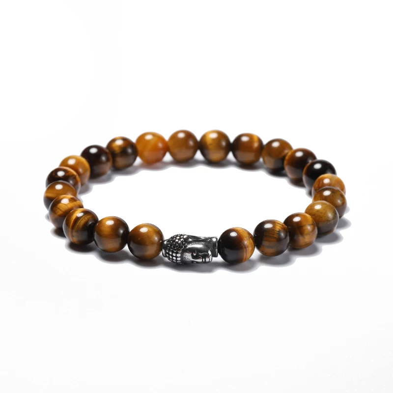 Модные мужские браслеты с бусинами из натурального камня 8 мм браслет