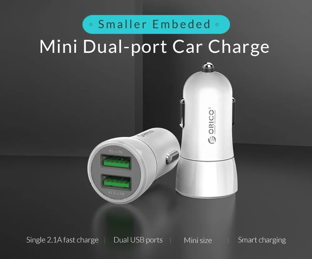 Автомобильное зарядное устройство ORICO с двумя usb портами 12 Вт макс. 2 порта