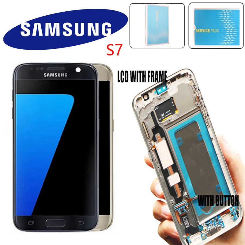 5 1 ''дисплей для samsung Galaxy S7 G930 G930F lcd с кодирующий преобразователь сенсорного