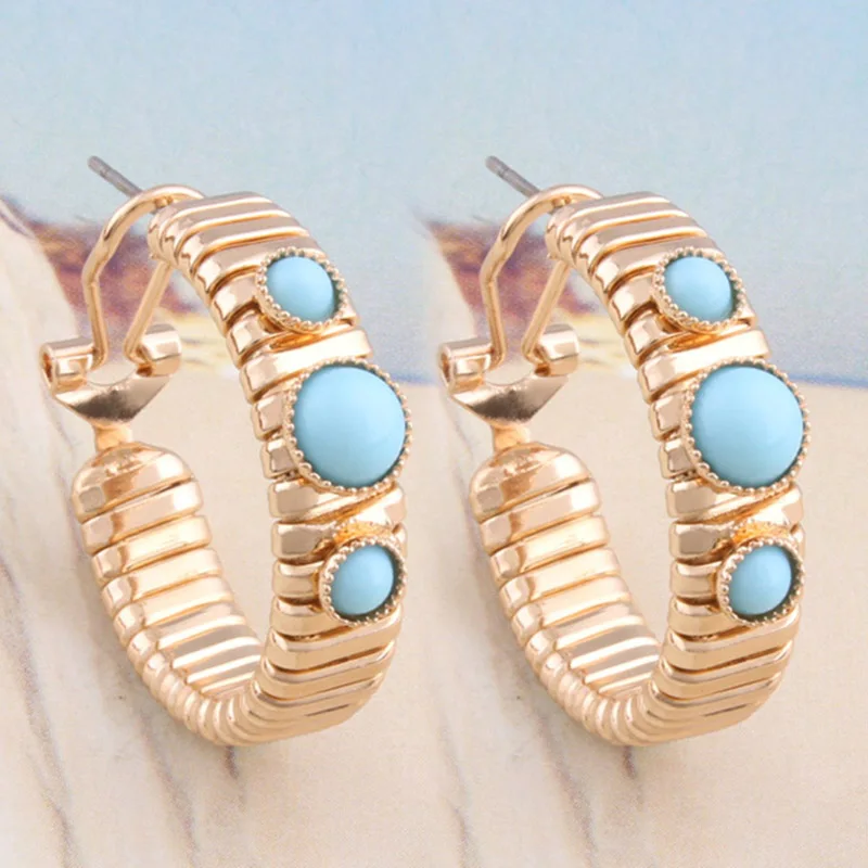 light blue NeeFuWoFu Золотое кольцо Эластичная сила медь натуральный камень кольца Богемия де Мадера Pulseira Estrela de Cinco эластичный - Цвет основного камня: light blue