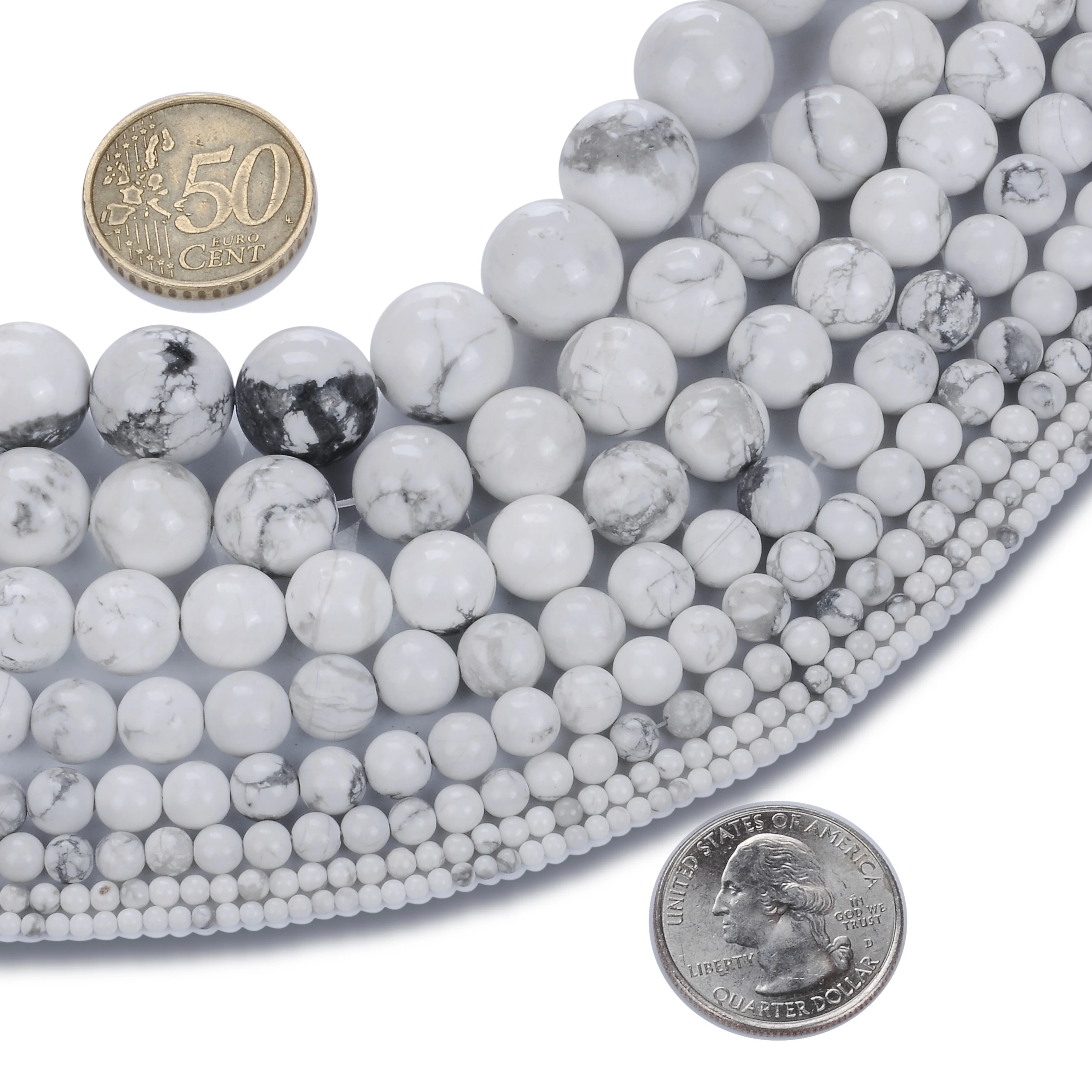 

Natural Stone White Howlite Turquoises Stone Loose Spacer Strand Beads For Bracelet Necklace DIY Jewelry Making 15" 4-12mm