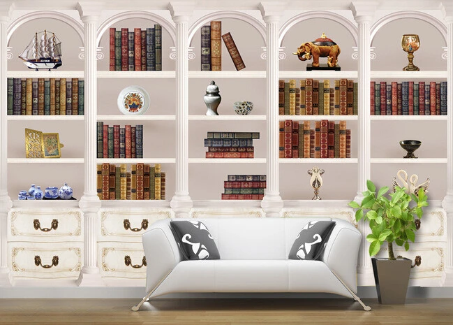 Обои на заказ 3 d книжка раскраска книжный шкаф фрески для учебы гостиной