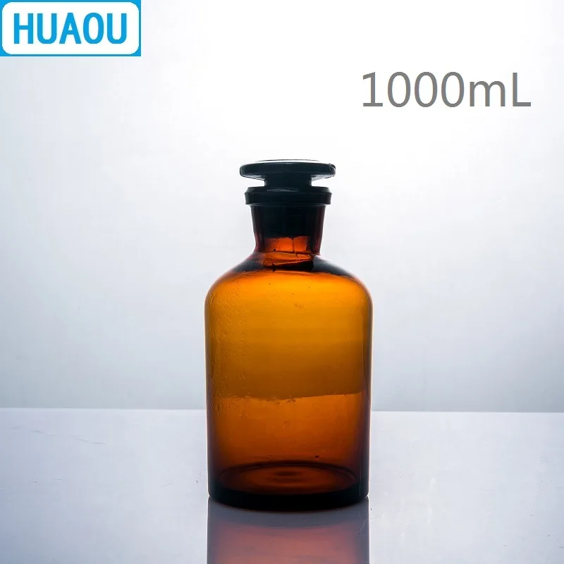 Флакон реагент HUAOU с узким горлом и стеклянной пробкой 1000 мл|Лабораторная
