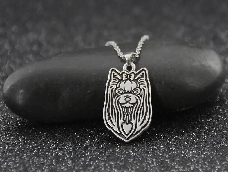 Yorkshire Terrier Винтажное серебряное ожерелье 11 стилей для собак, домашних животных, французский бульдог, бигль, сибирская шелуха, ожерелье с подвеской для женщин, Длинная цепочка из нержавеющей стали - Окраска металла: Yorkshire Terrier
