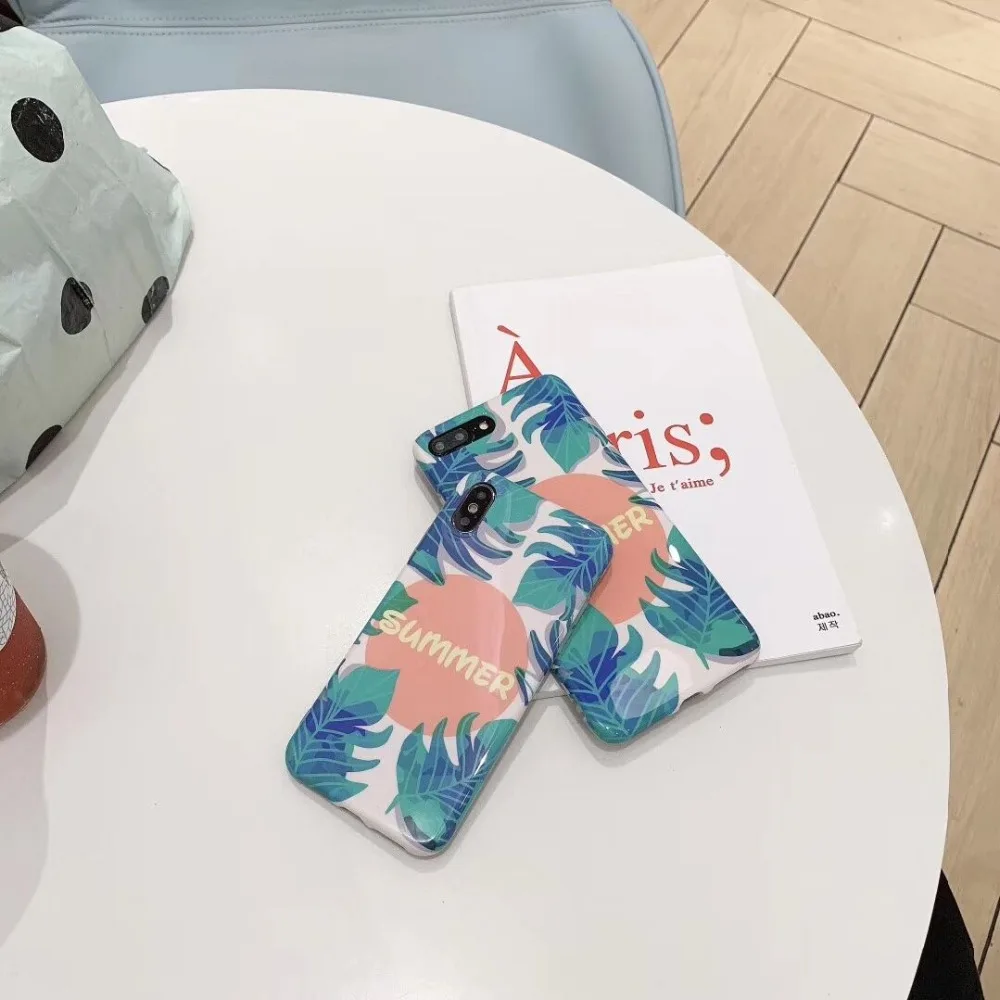 Ourpho IMD белый край чехол для iPhone X XR XS MAX модная заколка листьев 6 6s 7 8
