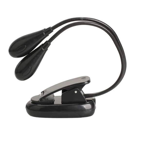 Супер двойной гибкий светильник для чтения книг с 4 светодиодный и клипсой