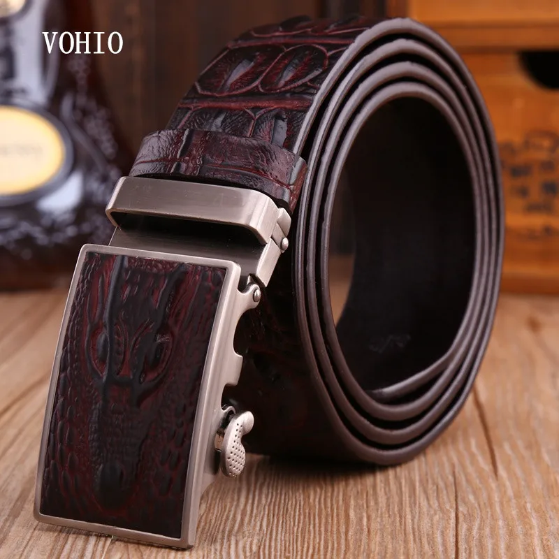 Мужские ремни VOHIO роскошные мужские 100% натуральная коровья кожа автоматический