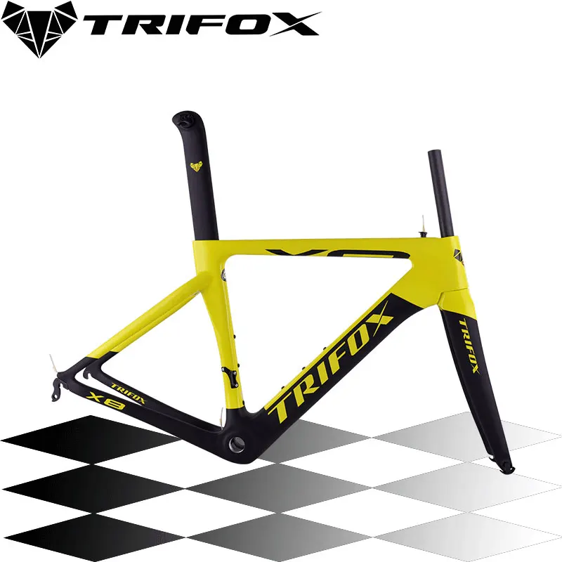 TRIFOX карбоновая рама для дорожного велосипеда T800 Di2 и механическая карбоновая рама для дорожного велосипеда - Цвет: Yellow-X8