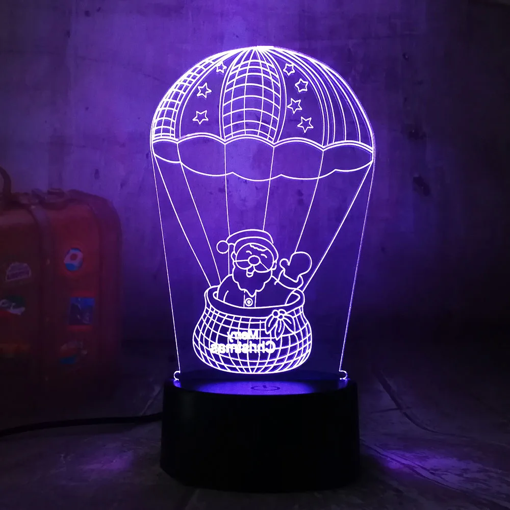3D светодиодный светильник милый Санта Клаус воздушный шар RGB ночные светильники