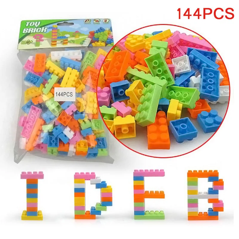 

144pcs Fun Plastic Blocks Building Blocks Self-Locking Bricks Children Kids Educational Toy Gift New 88 NSV775