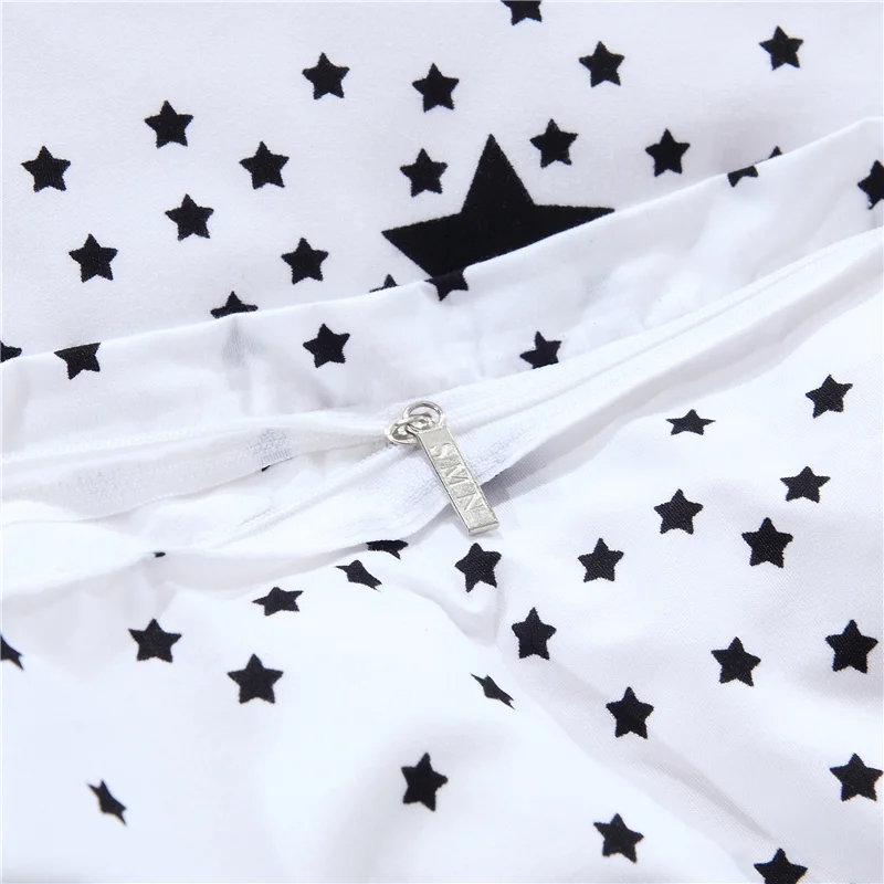 3 шт. Черный и белый цвета звезд пододеяльник наборы дети полутороспальное