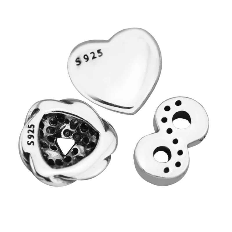 Настоящее серебро 925 пробы Бесконечная любовь Petites Charm подходит медальон Подвески