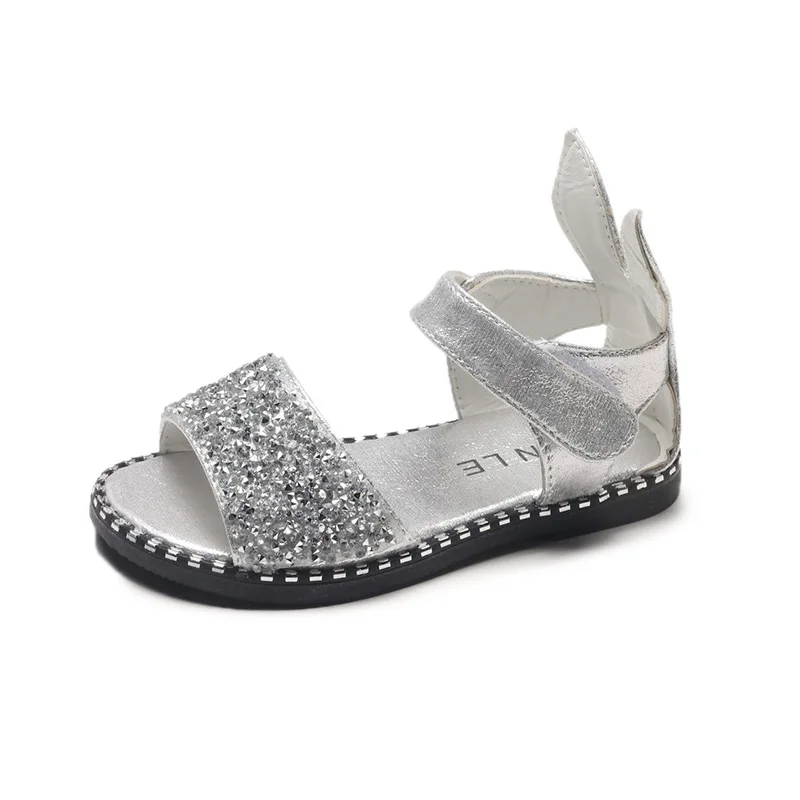 2019 new summer children's shoes sequins soft bottom princess baby girls sandals kids flats Kids Cartoon Sandals | Детская одежда и