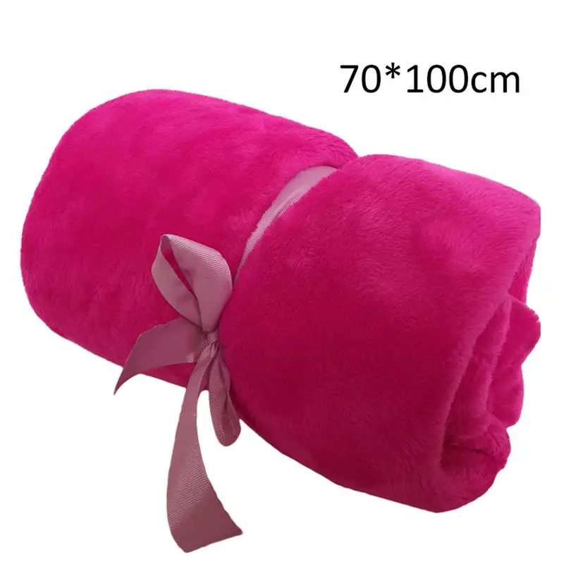 hot pink larger Однотонное мягкое одеяло ярких цветов, многофункциональное одеяло, теплое Коралловое Клетчатое одеяло для путешествий, фланелевый диван для кровати и спальни - Цвет: hot pink larger