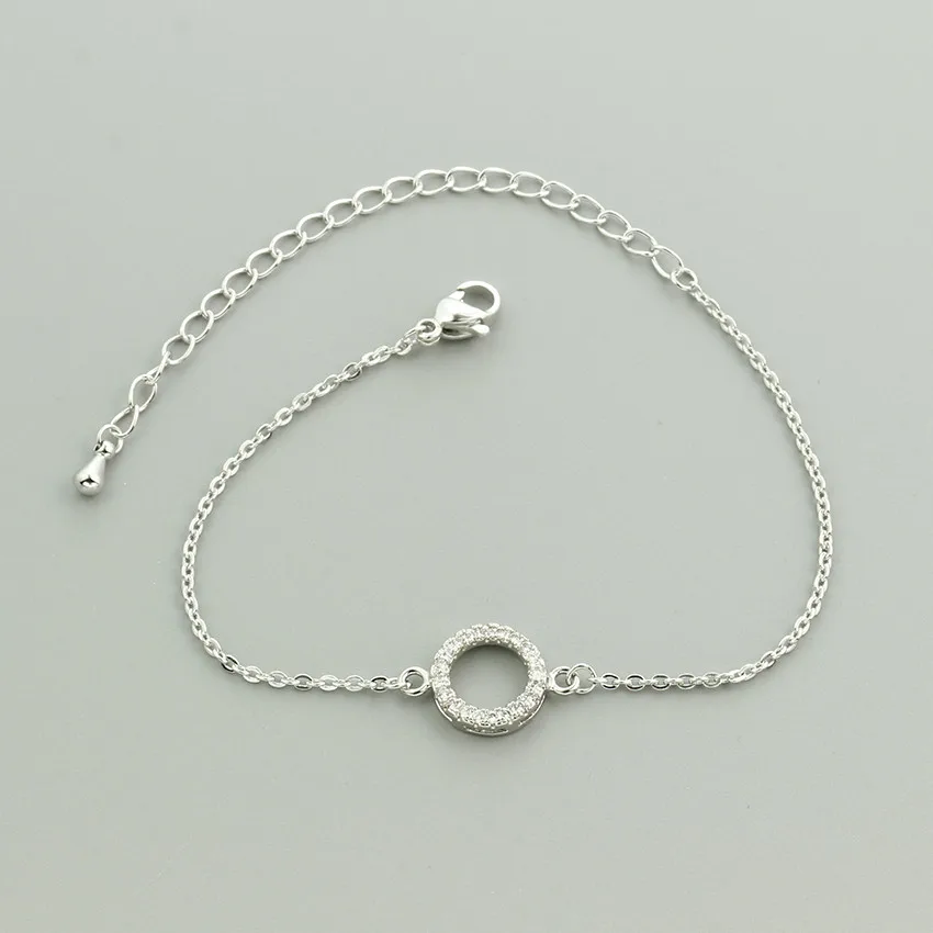 

V Attract 10 pcs Classic Vintage CZ Circle Cuff Bracelet 2018 Manchette Femme Bijoux Stainless Steel Chian Link Round Pulseira