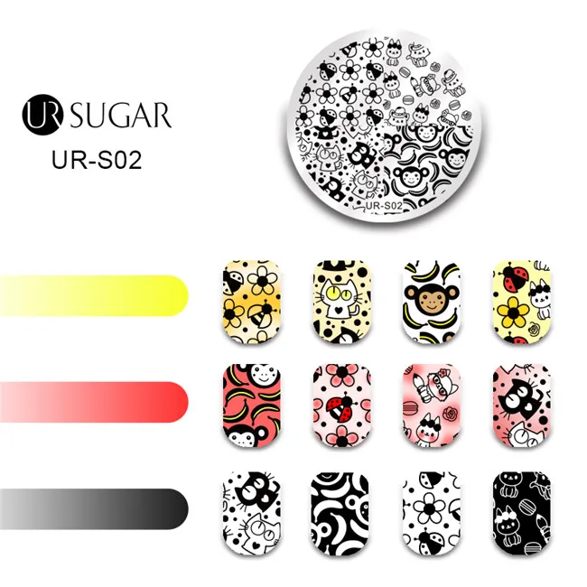 UR S02 Ur Sugar 1 шт. с Днем Святого Валентина Цветы Простой волновой линии штамповки маникюрный шаблон дизайн ногтей DIY пластины - Цвет: UR S02