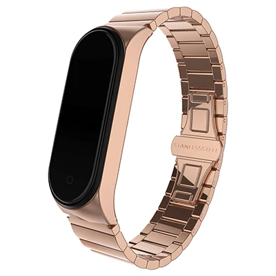Rose Gold Hangrui mi band 4 ремешок металлический браслет для Xiaomi mi 4 ремешок Безвинтовой браслет из нержавеющей стали mi Band 4 банда4 наручные смарт-браслет - Цвет: Rose Gold