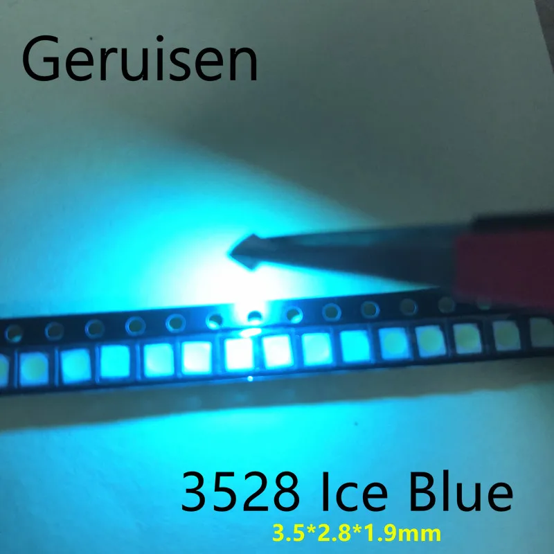 100 шт. SMD светодиодный 3528 холодный синий светодиод лампа бусины светоизлучающие
