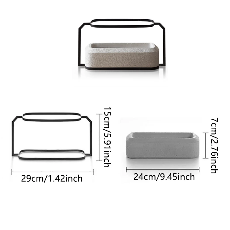 Rectangle(Iron fram) Круглый и квадратный цементный цветочный горшок для оформления дома Художественный Железный цемент имитация керамики суккулентные растения бетонный горшок ваза - Цвет: Rectangle(Iron fram)