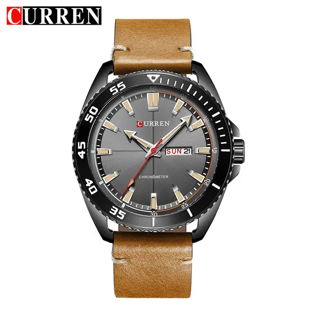 Brown Black Curren, кварцевые часы для мужчин, Топ бренд, роскошные кожаные мужские часы, модные повседневные спортивные часы, мужские наручные часы, Relogio Masculino - Цвет: Brown Black
