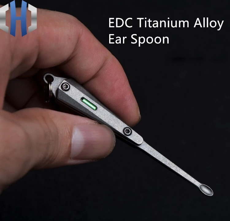 Тритиевая трубка самоосвещающаяся Ушная ложка артефакт EDC титановый сплав портативное кольцо для ключей Ушная ложка инструмент для сбора ушей
