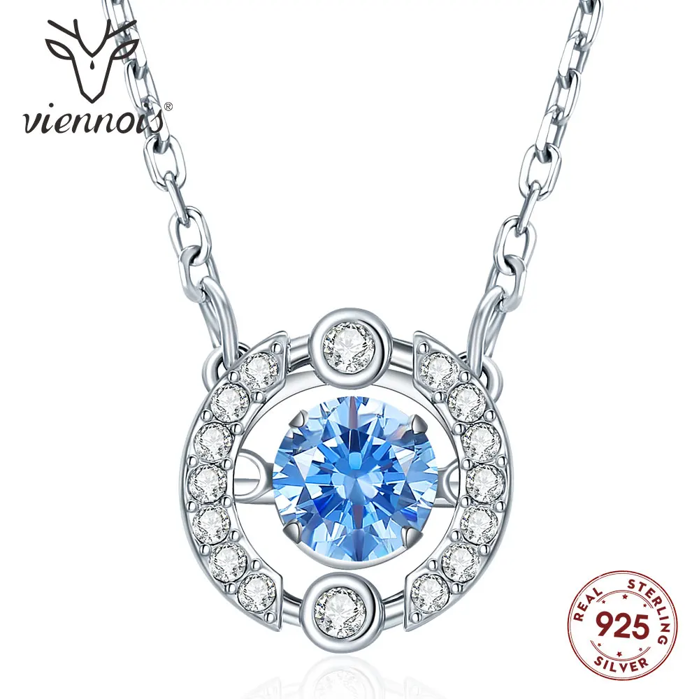 Viennois 925 пробы Серебряная цепочка Ожерелье движение Круглый Круг проложили Стразы кулон кристалл для женщин ювелирные изделия