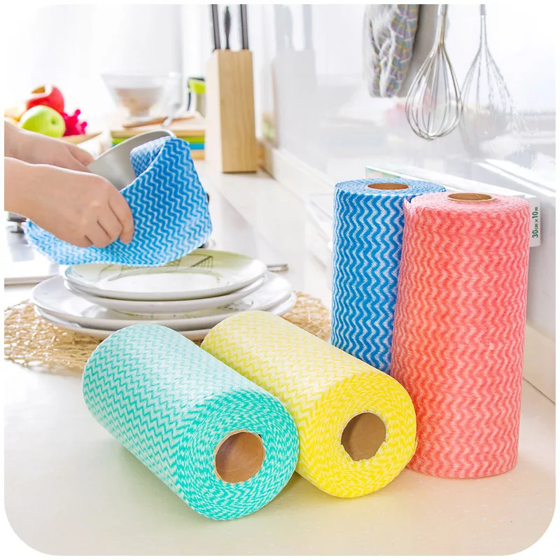

1Roll 50pcs Kitchen Non-woven Disposable Wipes 50 More Free Cutting With A Clean Cloth Wash Cloth