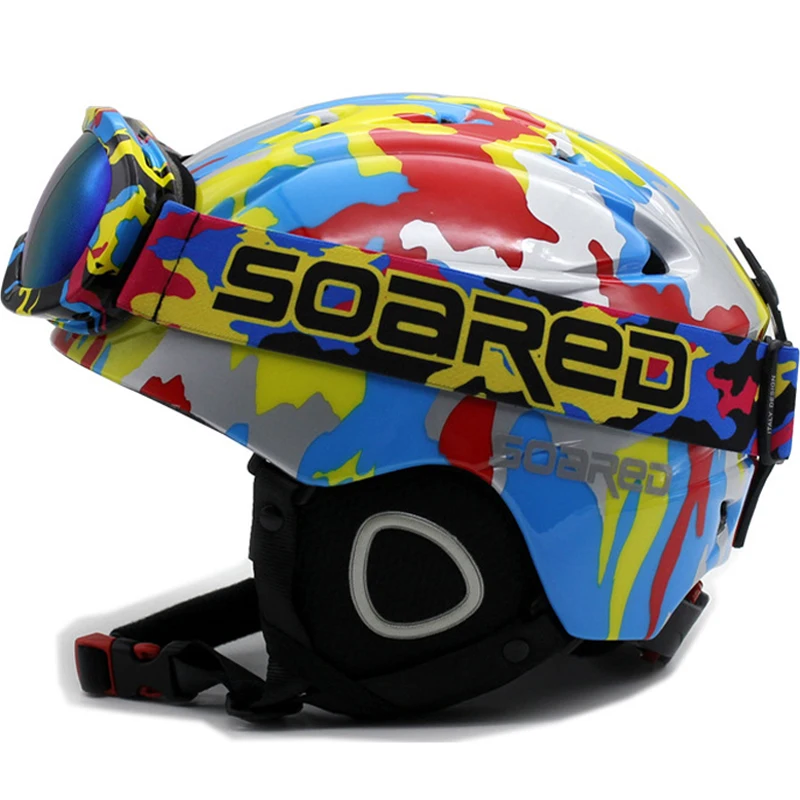 Брендовый лыжный шлем для мужчин/женщин/детей с очками зимний теплый сноуборда