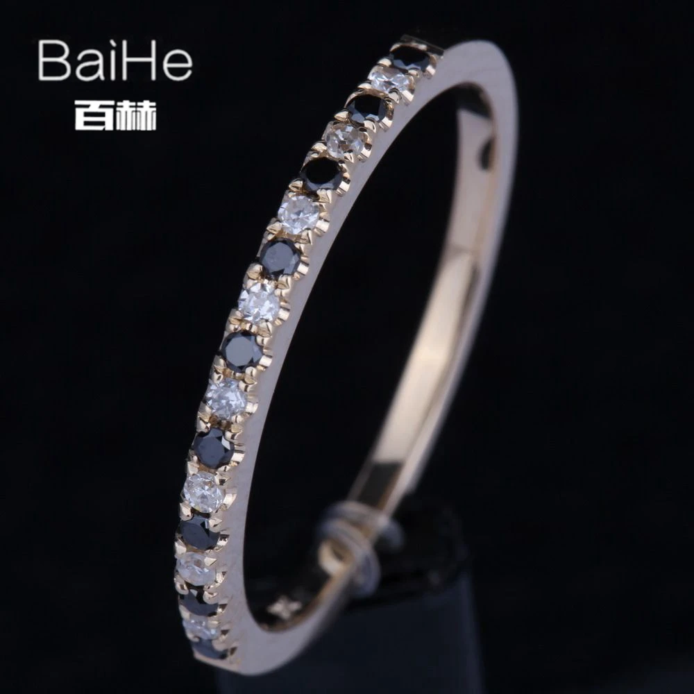 BAIHE однотонное 10K желтое золото 0.20ct круглые H/SI натуральные бриллианты черные