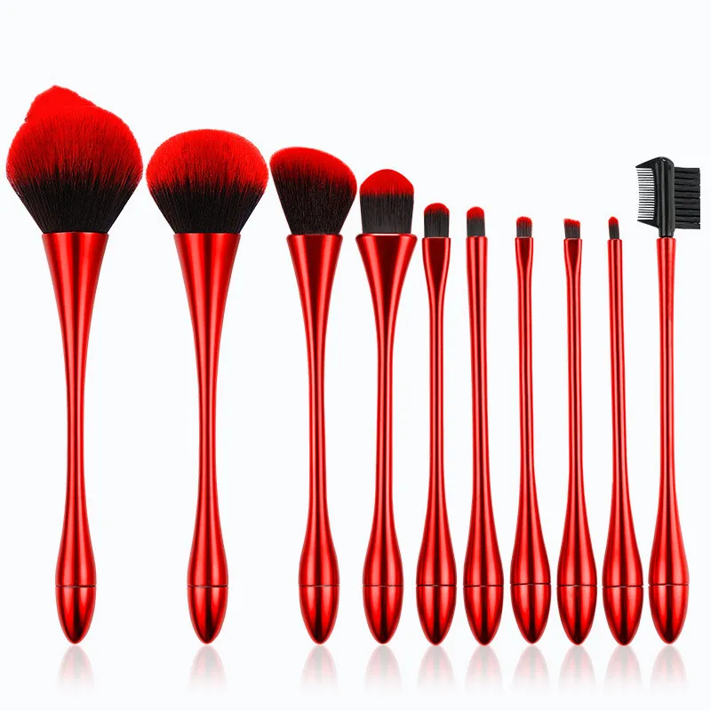 

2022 New 10PCS Goblet Shaped Red Makeup Brushes Set with Powder Foundation Concealer Contour Blending Eyeshadow Lip Brush kit